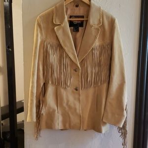 Leather fringe jacket